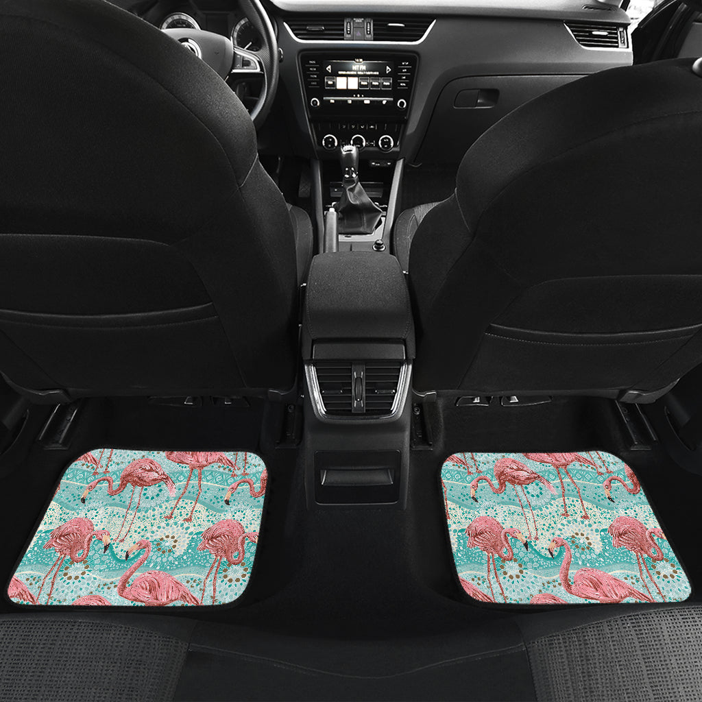 Flamingo Background Themed Print Car Floor Mats Front Back