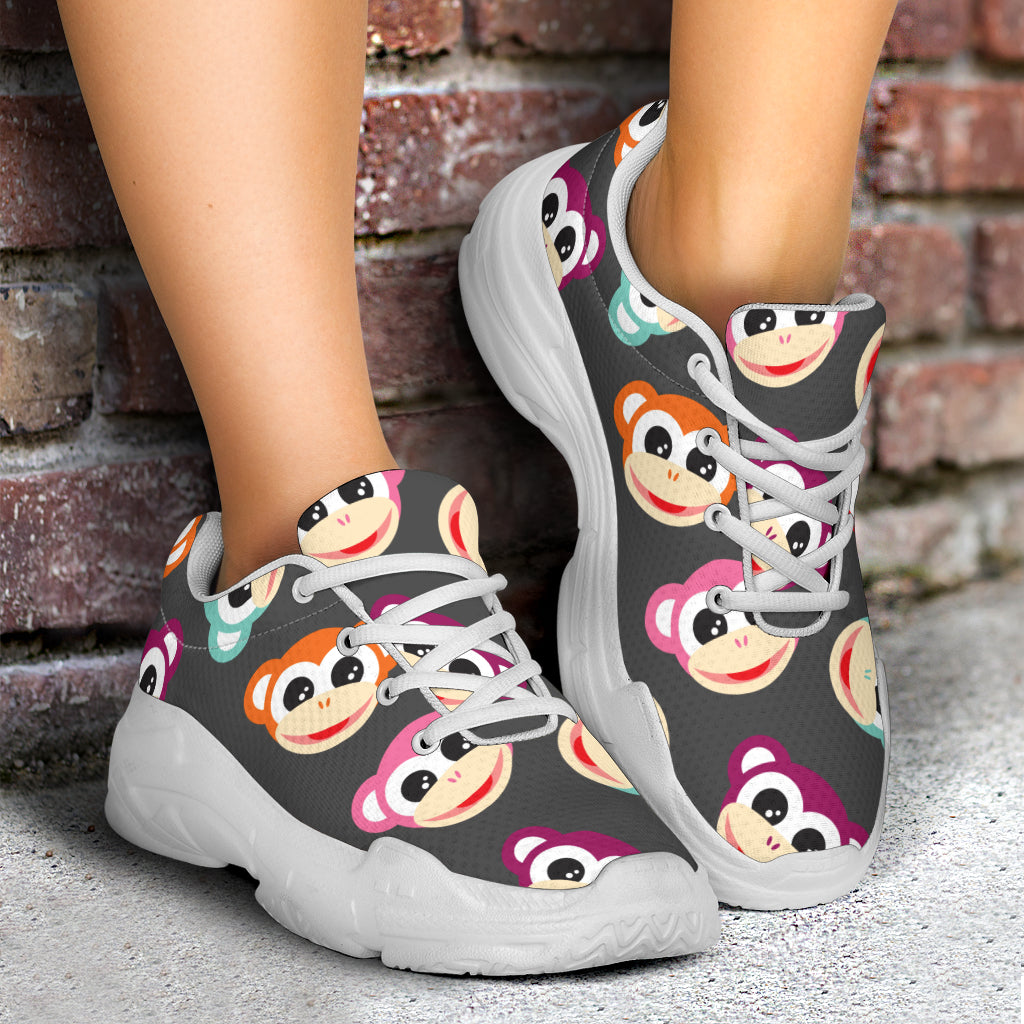 Monkey Head Design Themed Print Chunky Sneakers