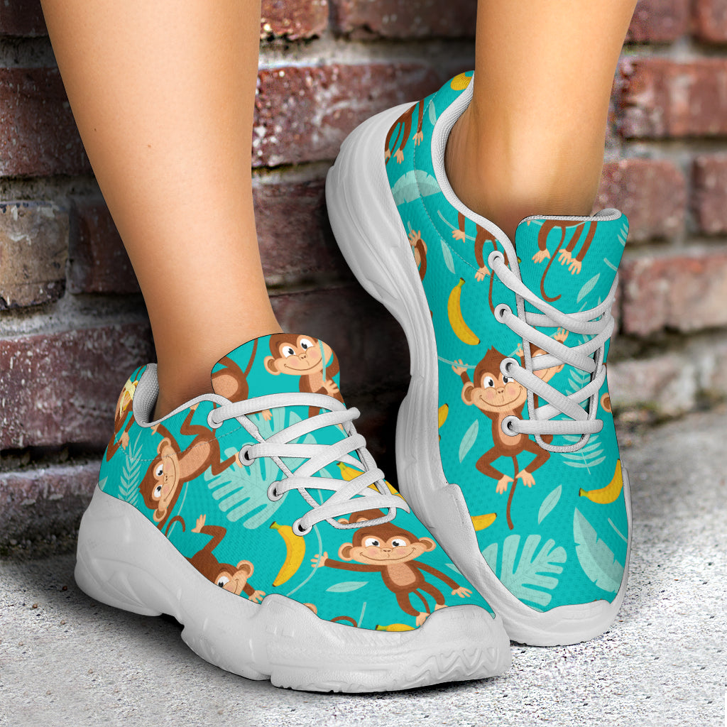 Monkey Happy Design Themed Print Chunky Sneakers