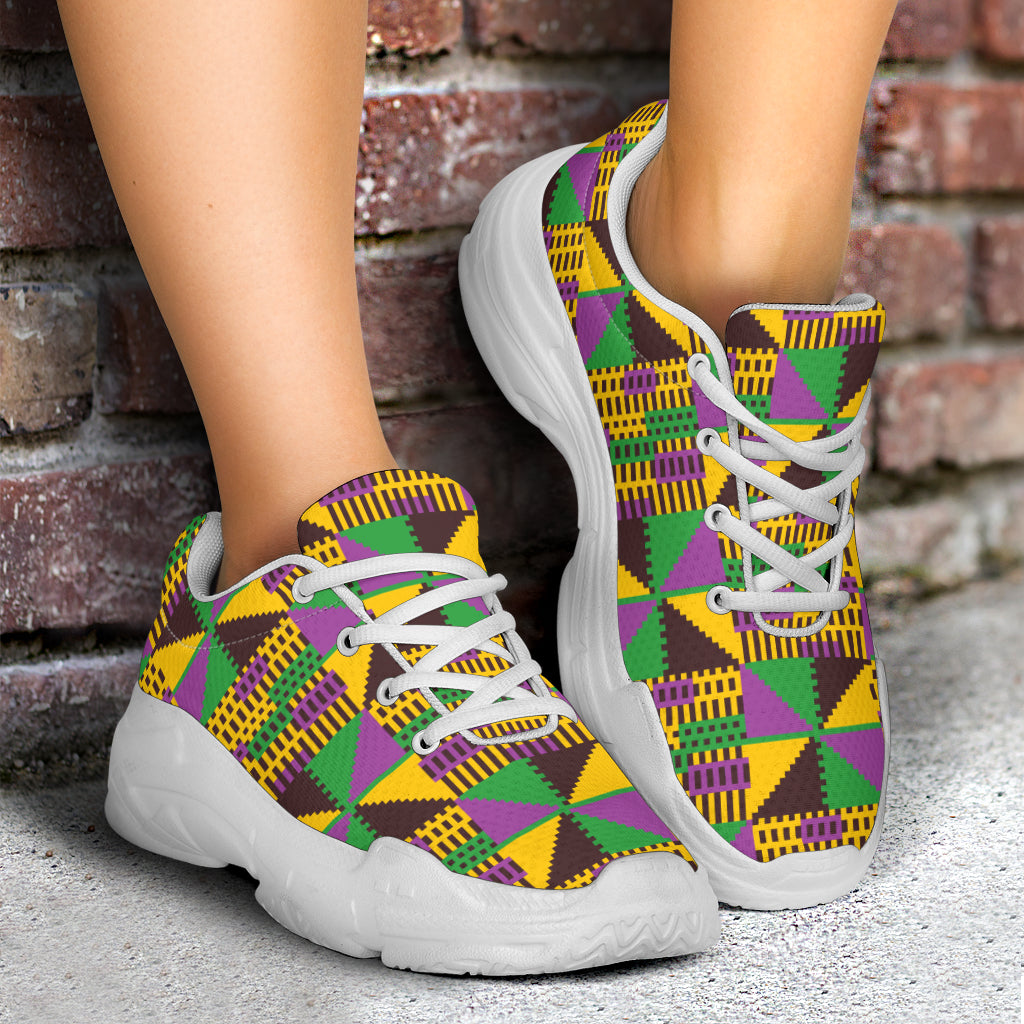 Kente Triangle Design African Print Chunky Sneakers