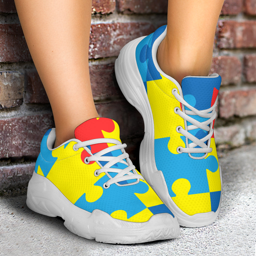 Autism Awareness Puzzles Design Print Chunky Sneakers