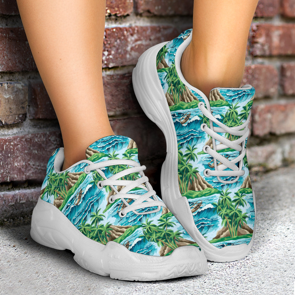 Palm Tree Hawaiian Themed Design Print Chunky Sneakers