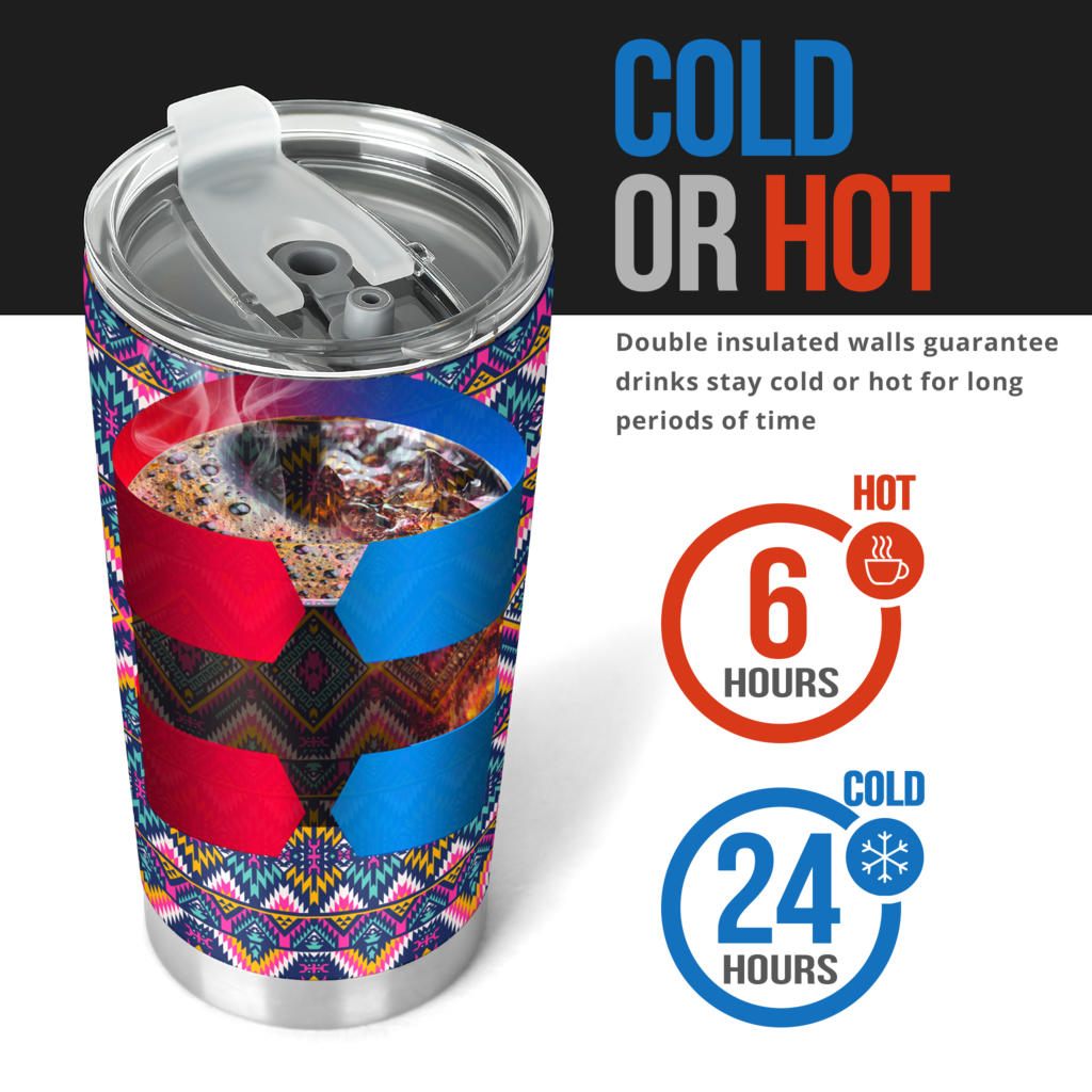 Indian Navajo Pink Themed Design Print Tumbler