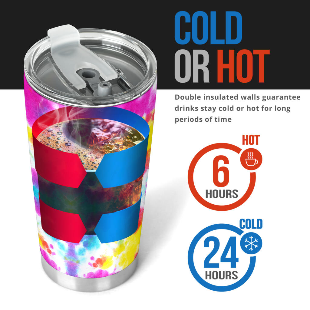 Tie Dye Rainbow Themed Print Tumbler