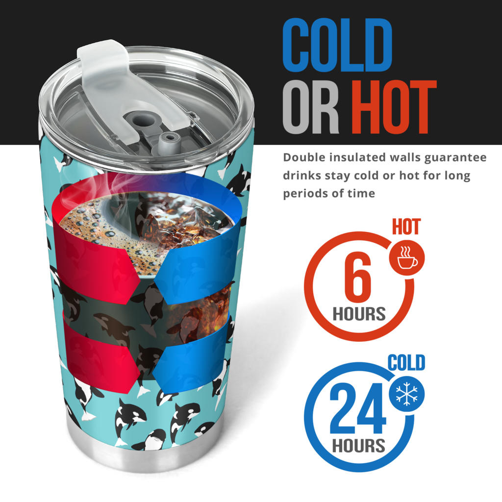 Whale Action Design Themed Print Tumbler