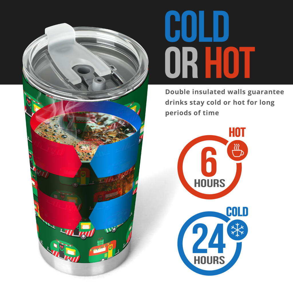 Camper Camping Christmas Themed Print Tumbler