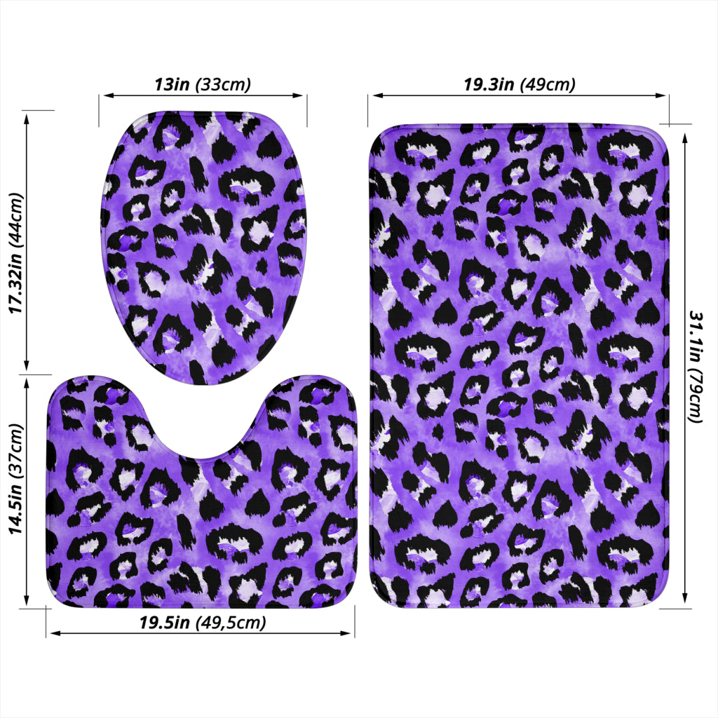 Leopard Purple Skin Print Bathroom Mat Set