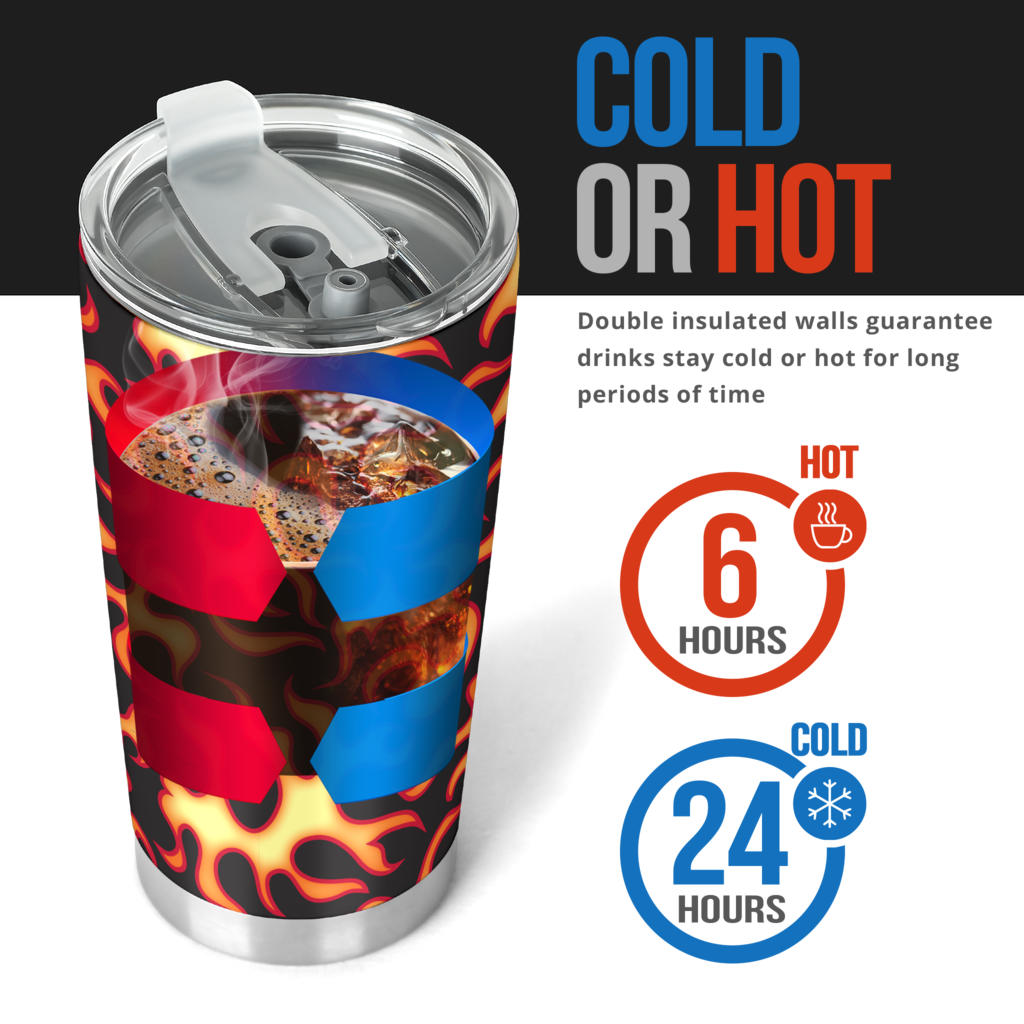 Flame Fire Themed Print Tumbler