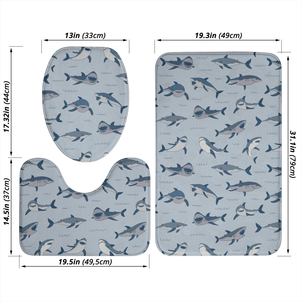 Shark Print Design LKS304 Bathroom Mat Set