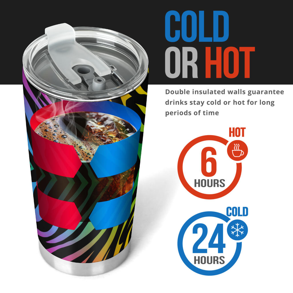 Rainbow Zebra Themed Print Tumbler