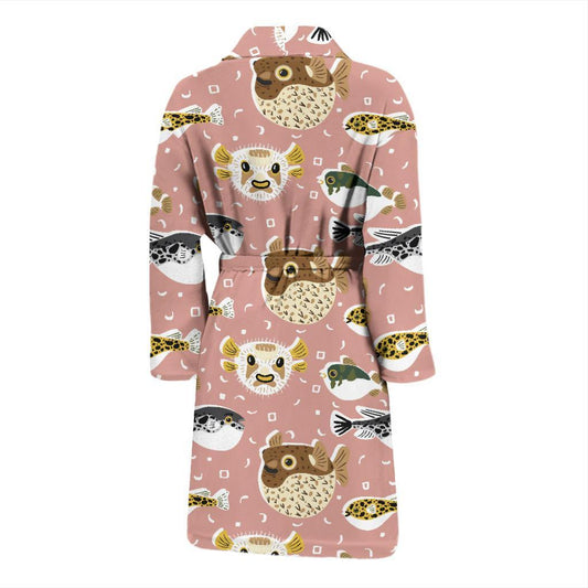 Fugu Cute Pattern Print Design 01 Men Bathrobe-JORJUNE.COM