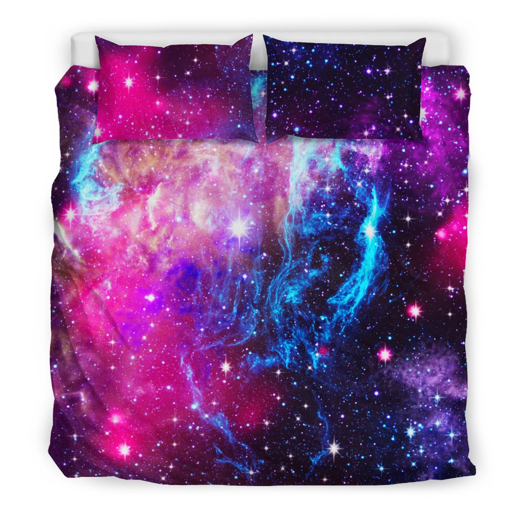 Galaxy Night Purple Space Print Duvet Cover Bedding Set