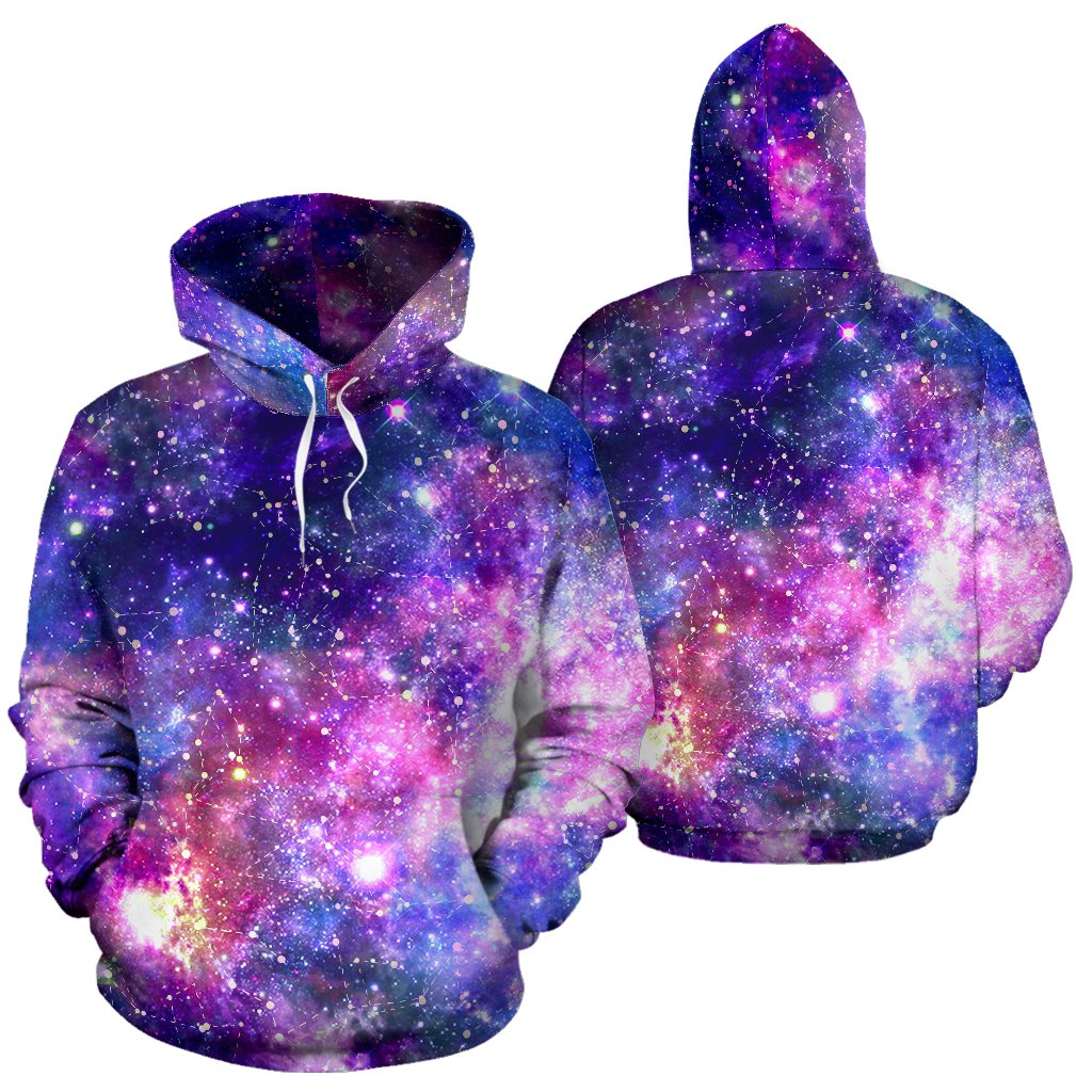 Galaxy Night Stardust Space Print Pullover Hoodie