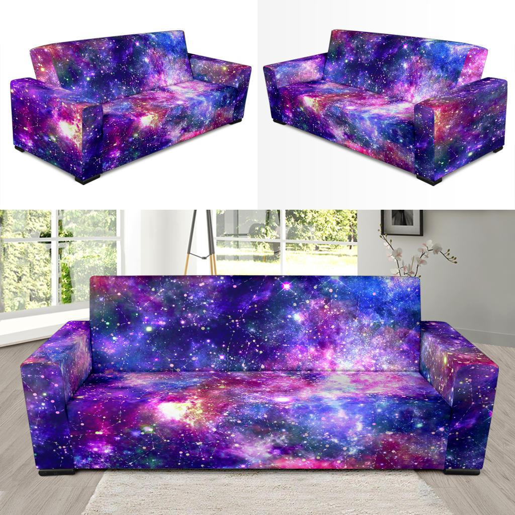 Galaxy Night Stardust Space Print Sofa Slipcover-JTAMIGO.COM