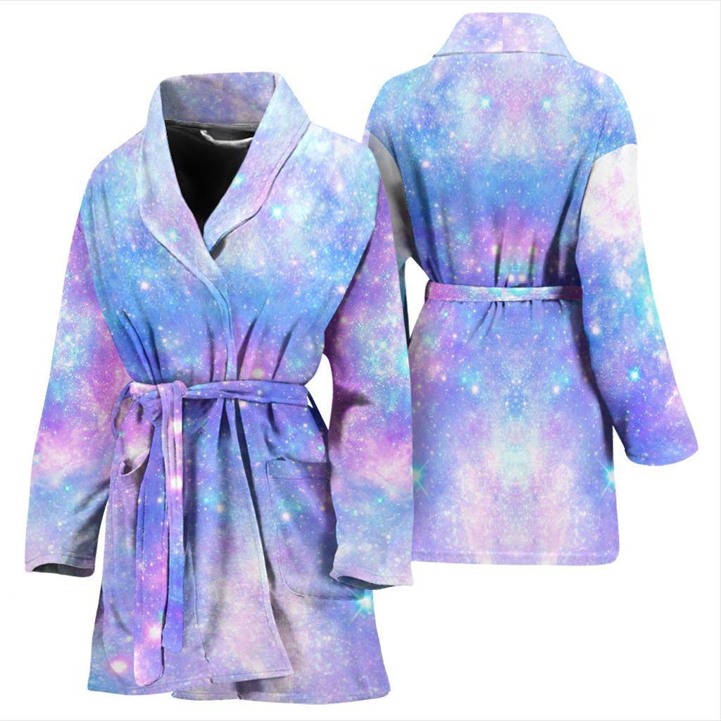 Galaxy Stardust Pastel Color Print Women Bath Robe-JTAMIGO.COM