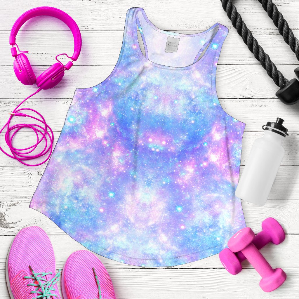 Galaxy Stardust Pastel Color Print Women Racerback Tank Top