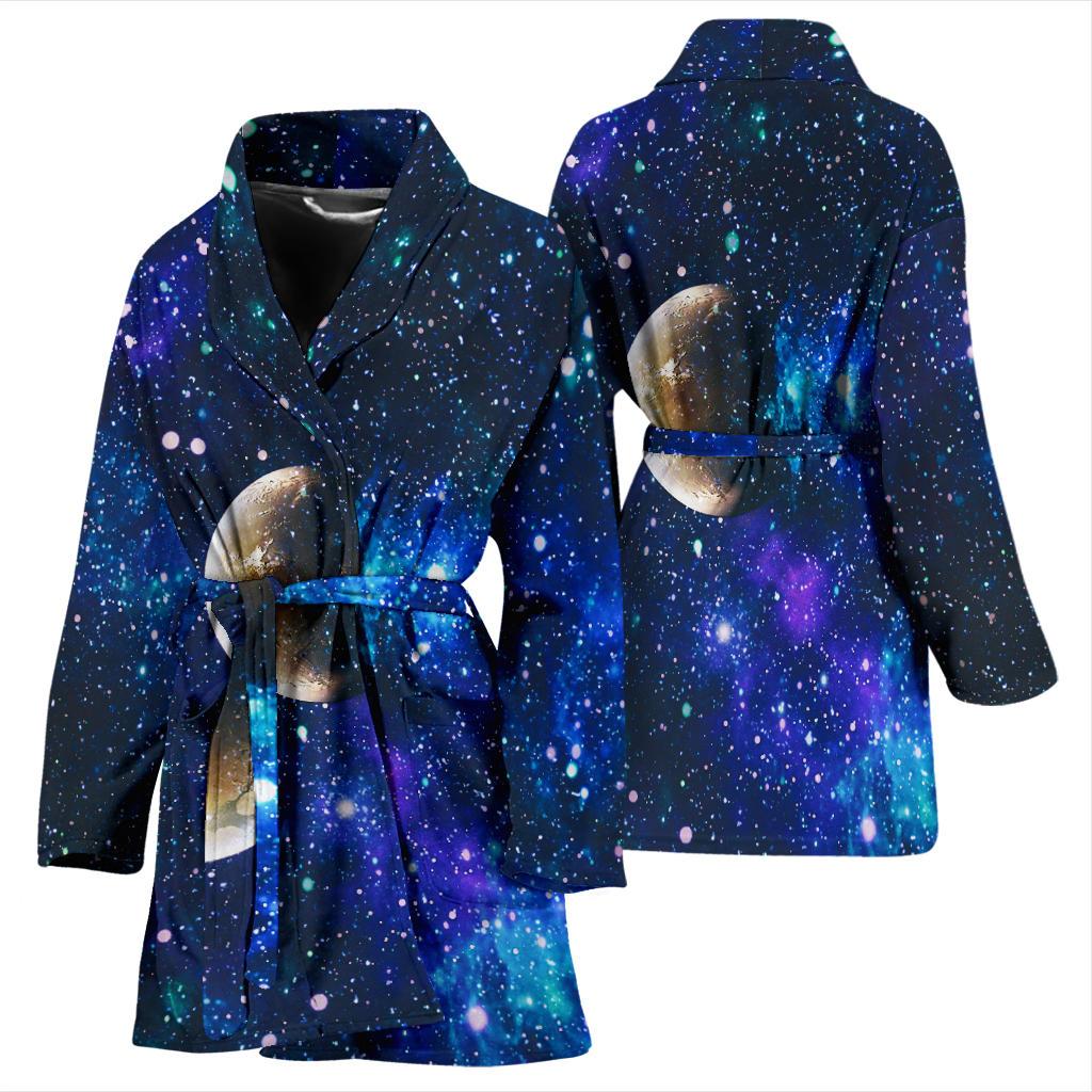 Galaxy Stardust Planet Space Print Women Bath Robe-JTAMIGO.COM