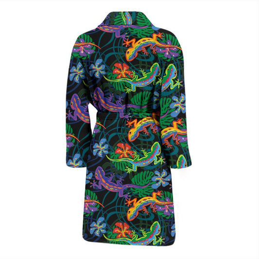 Gecko Colorful Pattern Print Design 01 Men Bathrobe-JORJUNE.COM