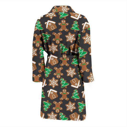 Gingerbread Pattern Print Design 02 Men Bathrobe-JORJUNE.COM