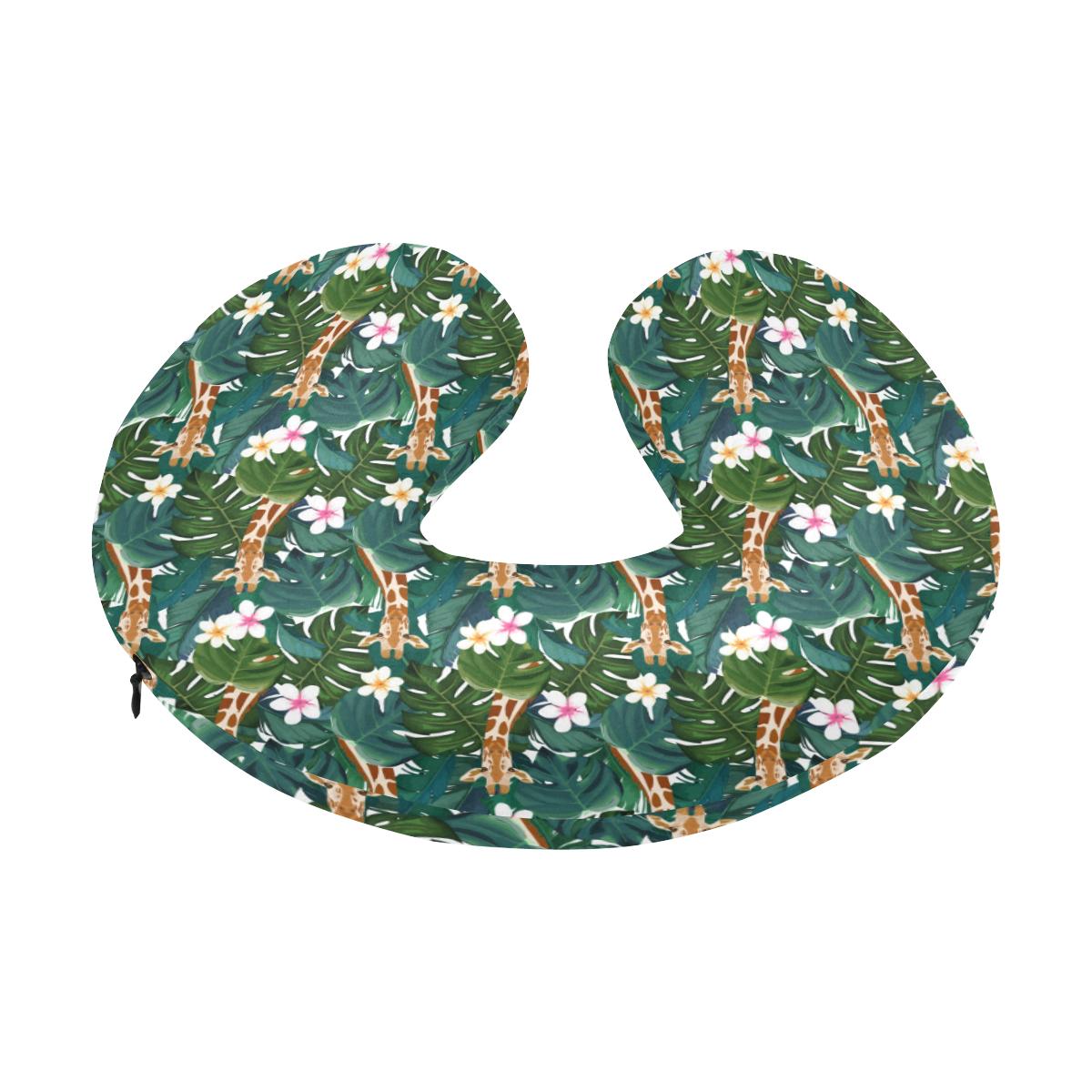 Giraffe Jungle Design Print U-Shaped Travel Neck Pillow-JTAMIGO.COM