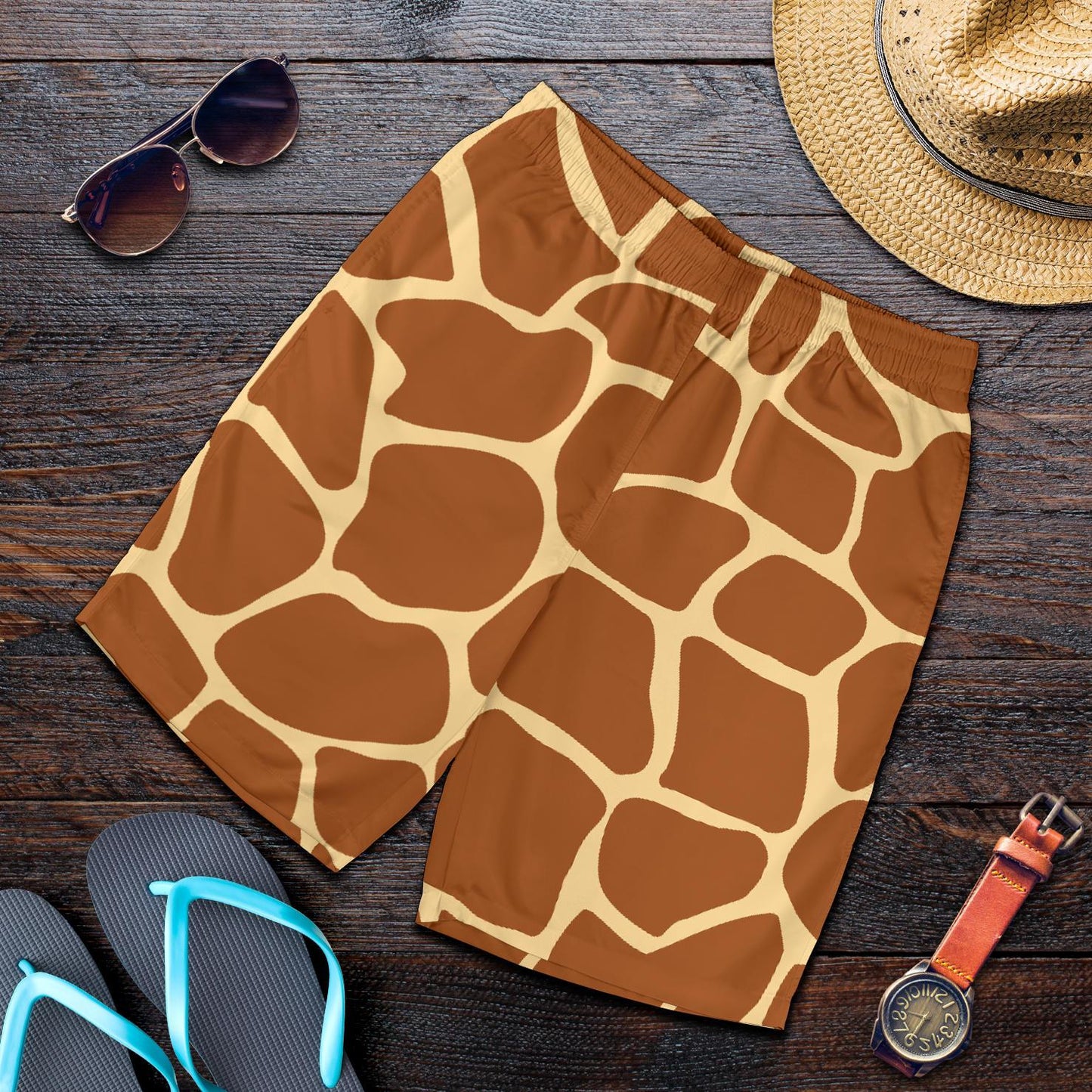 Giraffe Texture Print Mens Shorts-JTAMIGO.COM