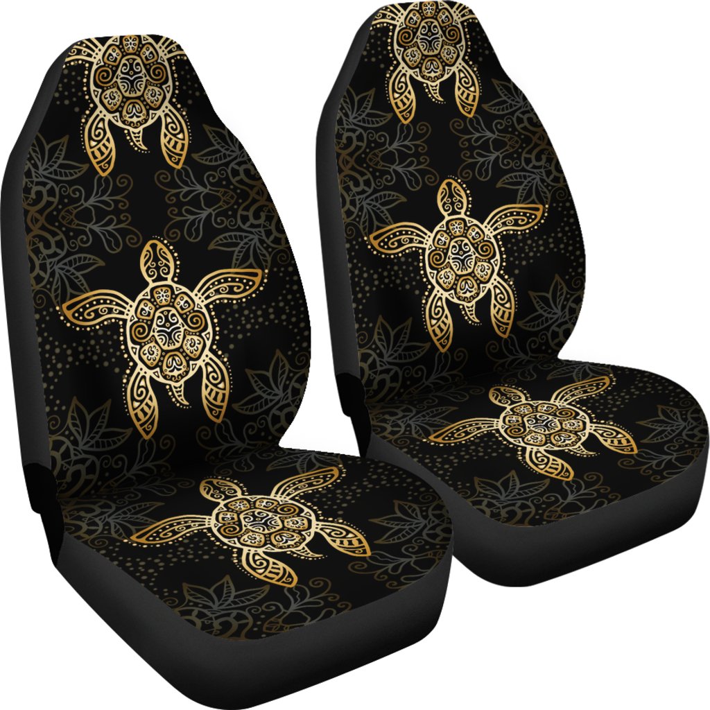Gold Tribal Turtle Polynesian Design Universal Fit Car Seat Covers