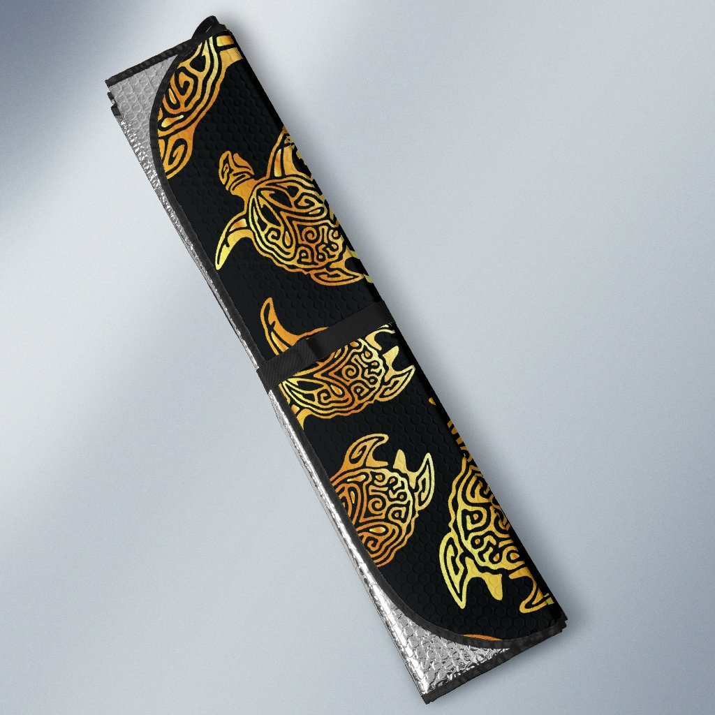 Gold Tribal Turtle Polynesian Themed Car Sun Shade For Windshield