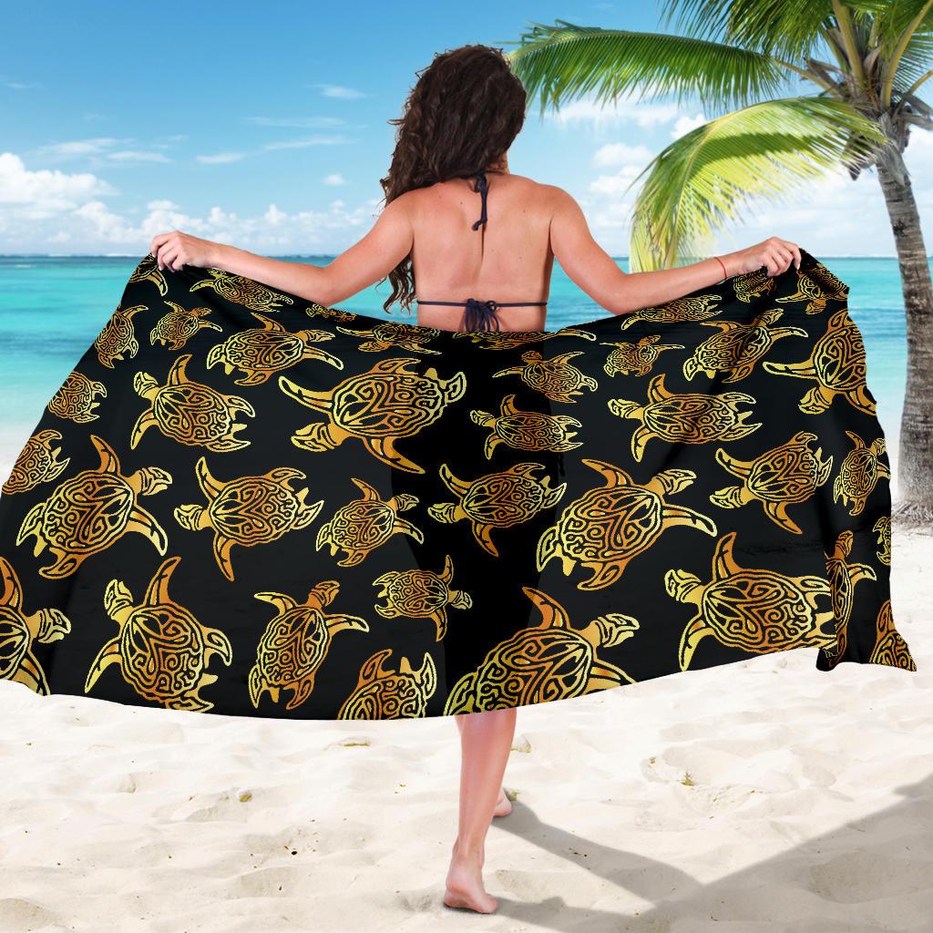 Gold Tribal Turtle Polynesian Themed Sarong Pareo Wrap