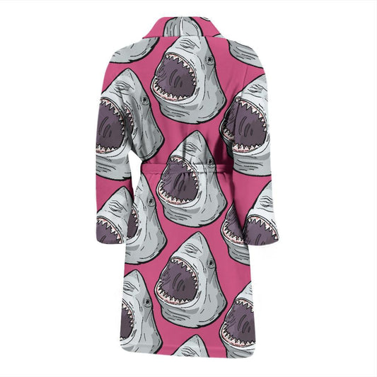 Great White Shark Pattern Print Design 01 Men Bathrobe-JORJUNE.COM