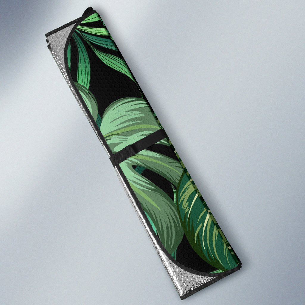 Green Fresh Tropical Palm Leaves Car Sun Shade For Windshield