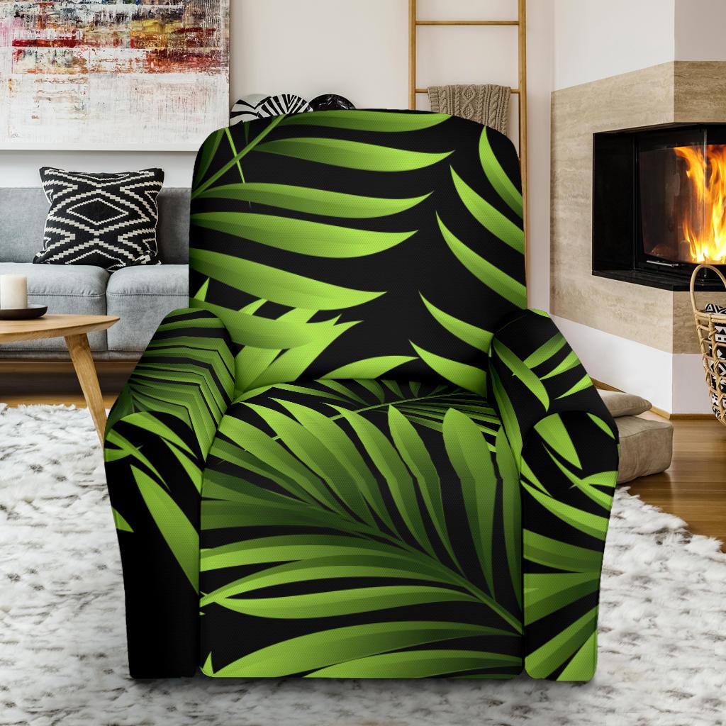 Green Neon Tropical Palm Leaves Single Sofa Slipcover -JTAMIGO.COM