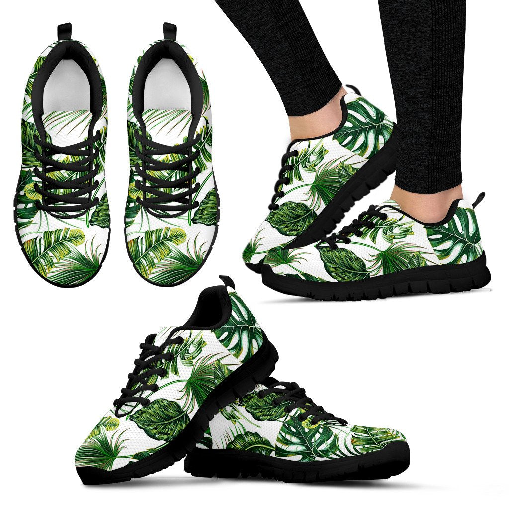 Green Pattern Tropical Palm Leaves Women Sneakers Shoes