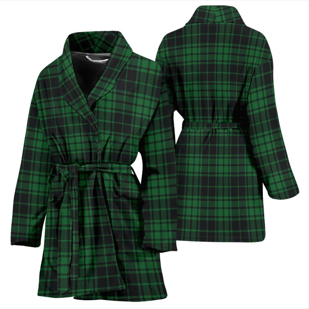 Green Tartan Plaid Pattern Women Bath Robe-JTAMIGO.COM
