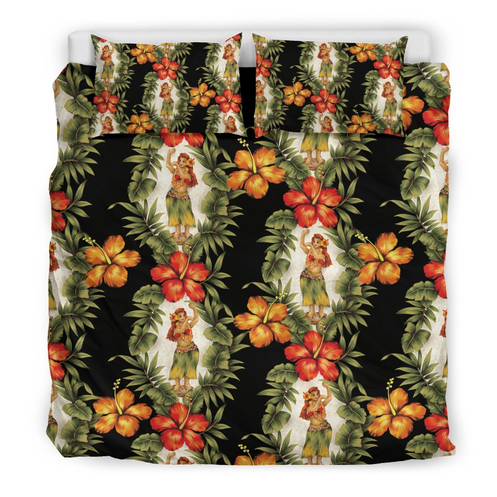 Hawaiian Flower Hula Hibiscus Print Duvet Cover Bedding Set