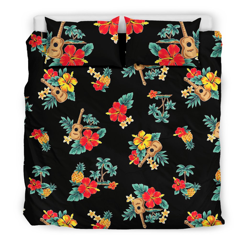 Hawaiian Flower Themed Print Duvet Cover Bedding Set