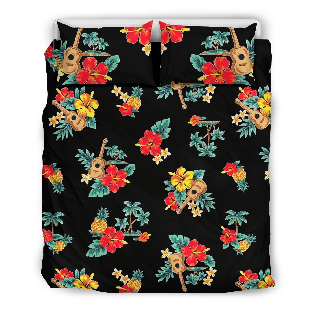 Hawaiian Flower Themed Print Duvet Cover Bedding Set