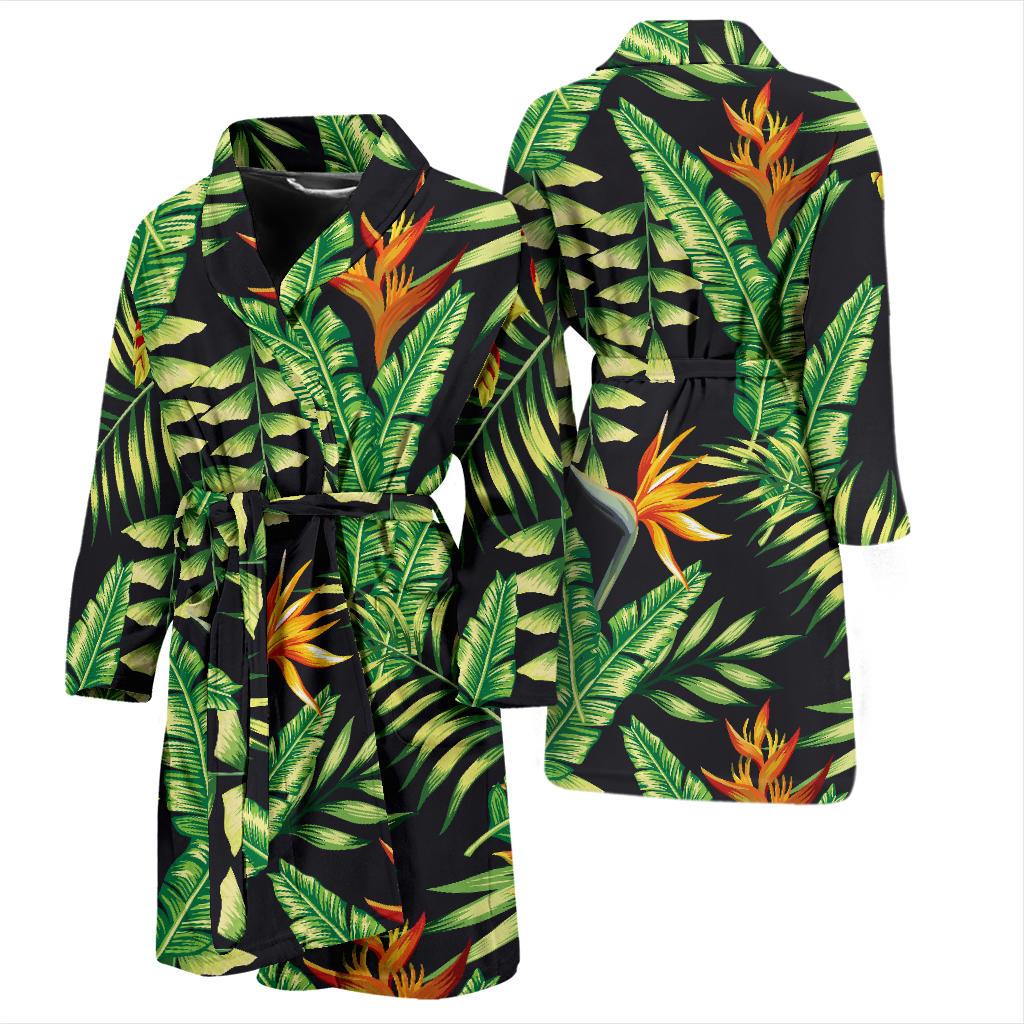Hawaiian Flower Tropical Palm Leaves Men Bath Robe-JTAMIGO.COM