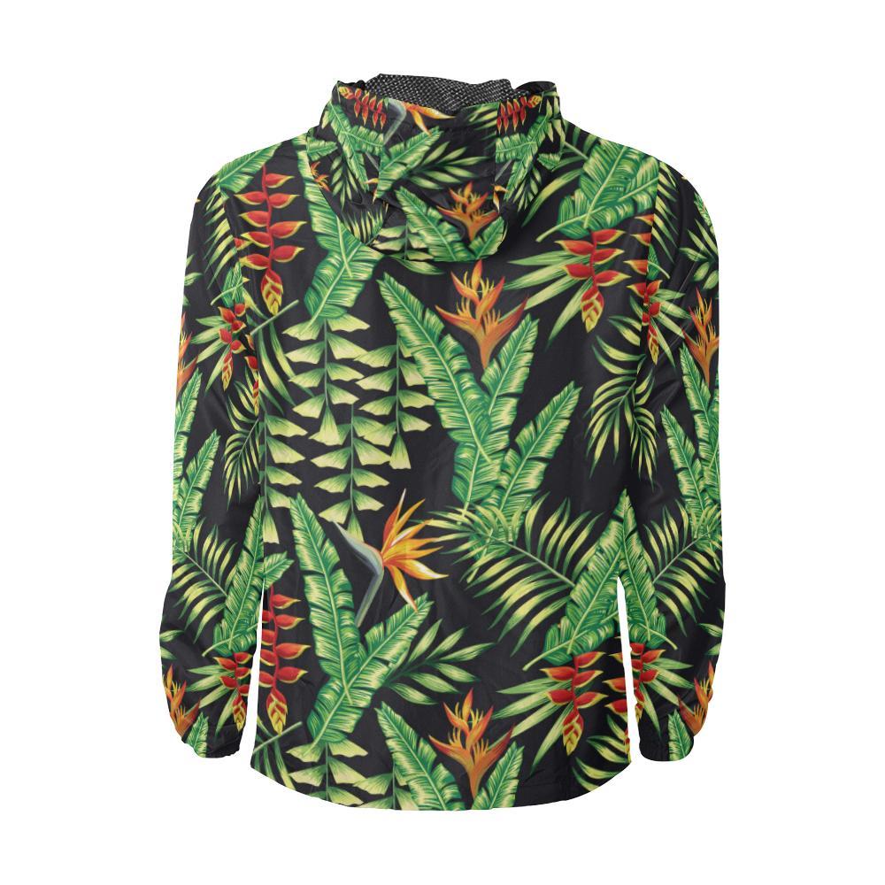 Hawaiian Flower Tropical Palm Leaves Men Windbreaker Jacket-JTAMIGO.COM