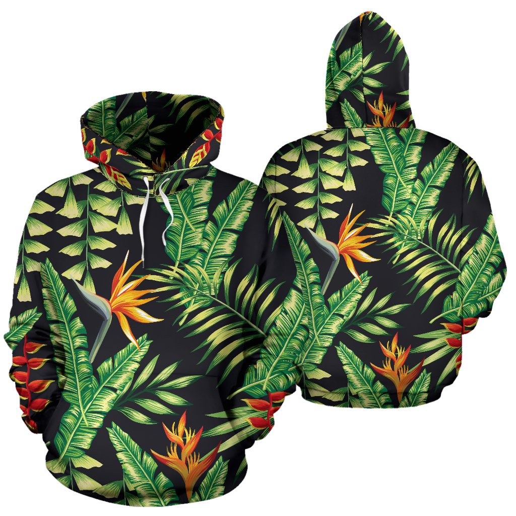 Hawaiian Flower Tropical Palm Leaves Pullover Hoodie