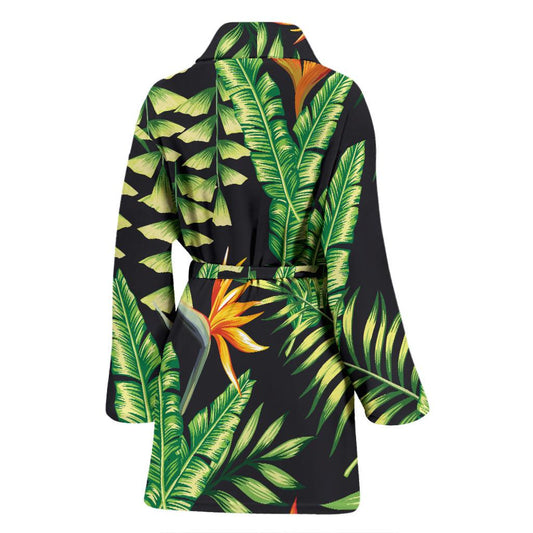 Hawaiian Flower Tropical Palm Leaves Women Bath Robe-JTAMIGO.COM