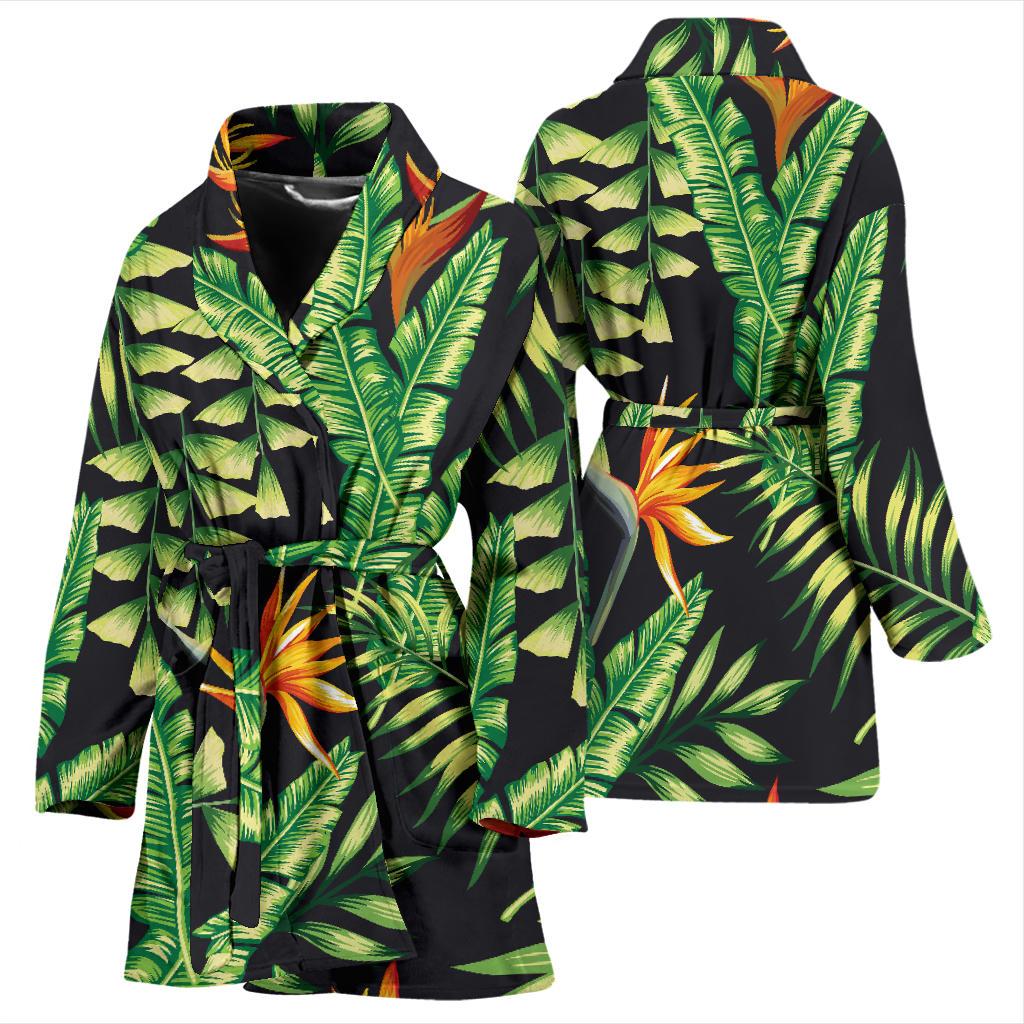 Hawaiian Flower Tropical Palm Leaves Women Bath Robe-JTAMIGO.COM