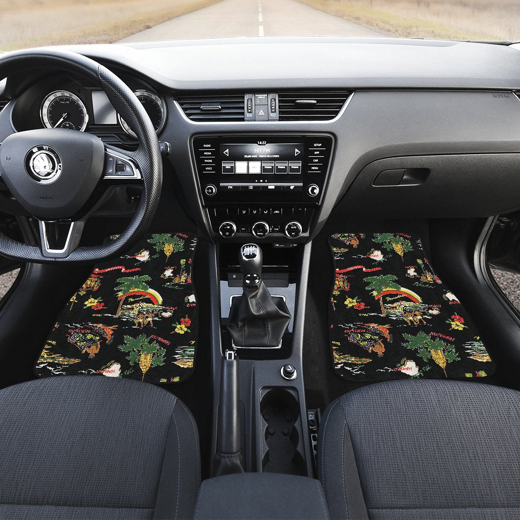 Hawaiian Island Themed Print Car Floor Mats