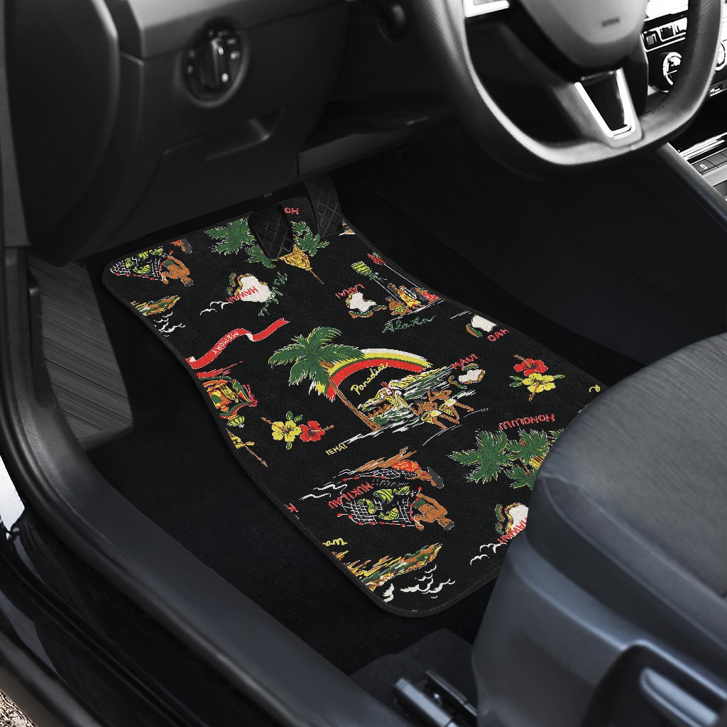 Hawaiian Island Themed Print Car Floor Mats