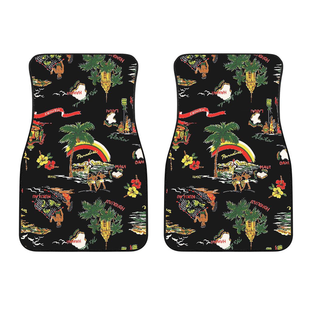 Hawaiian Island Themed Print Car Floor Mats