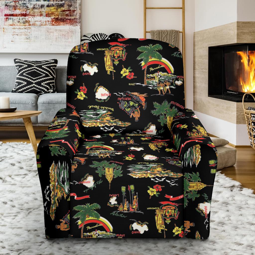 Hawaiian Island Themed Print Single Sofa Slipcover -JTAMIGO.COM