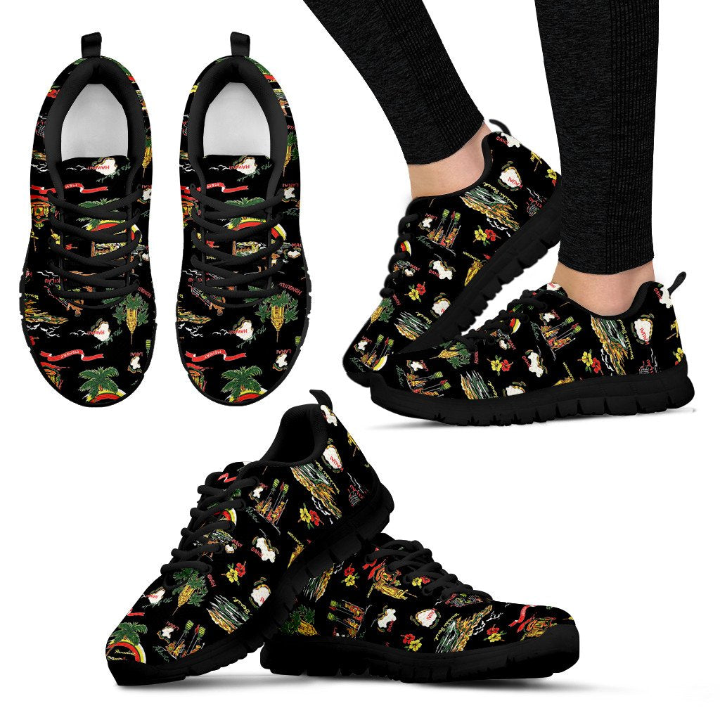 Hawaiian Island Themed Print Women Sneakers Shoes