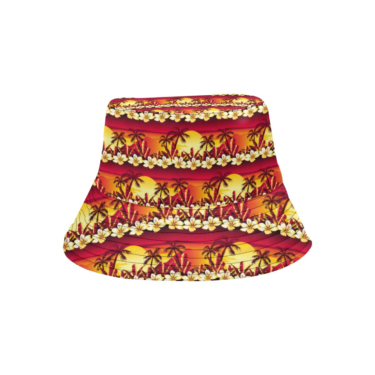 Hawaiian Tropical Sunset Hibiscus Print Unisex Bucket Hat