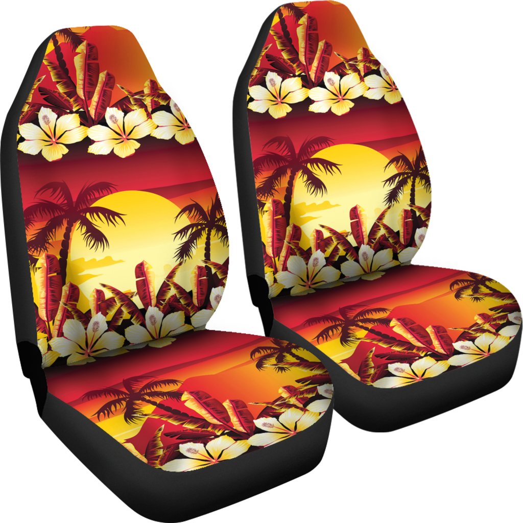 Hawaiian Tropical Sunset Hibiscus Print Universal Fit Car Seat Covers