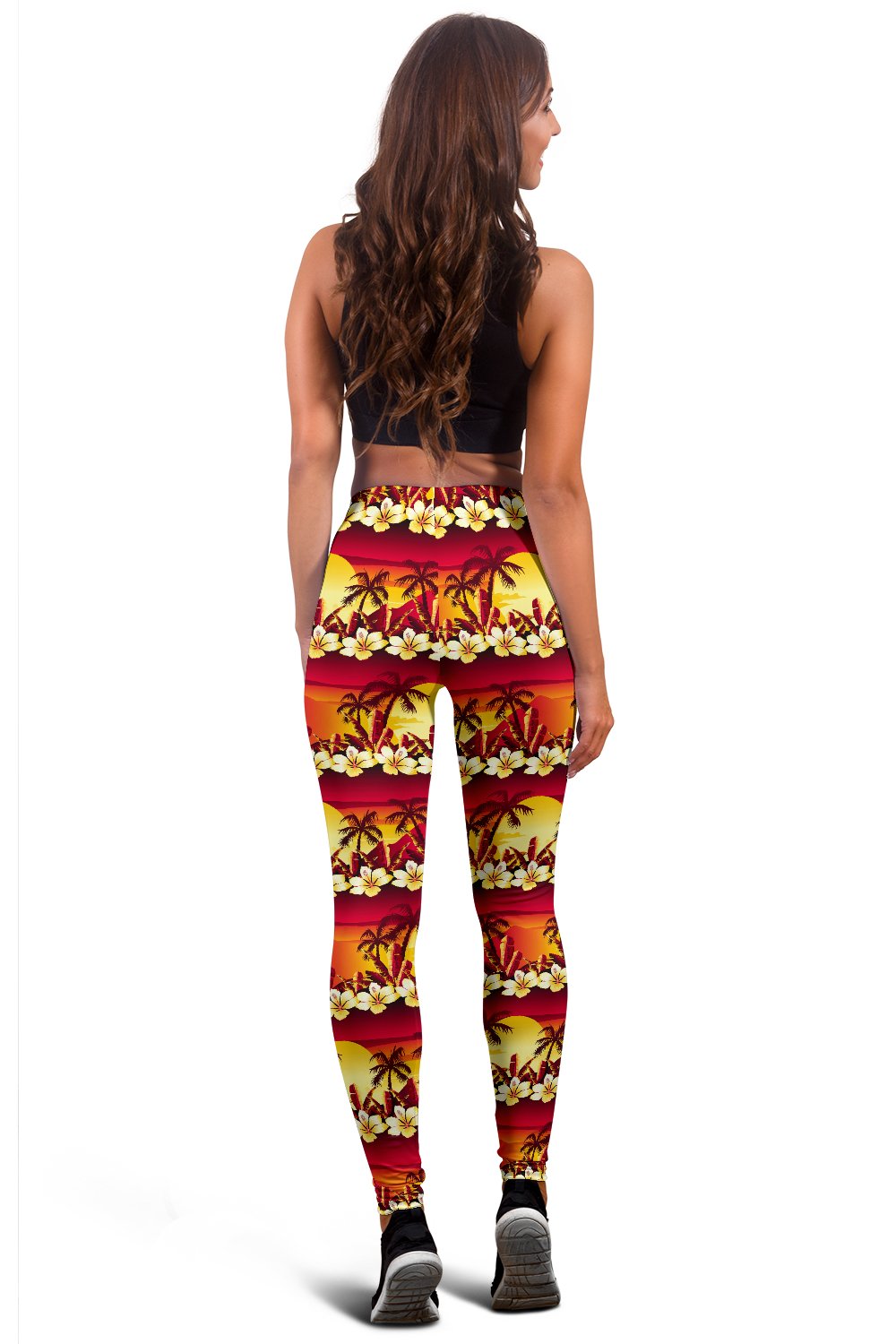 Hawaiian Tropical Sunset Hibiscus Print Women Leggings