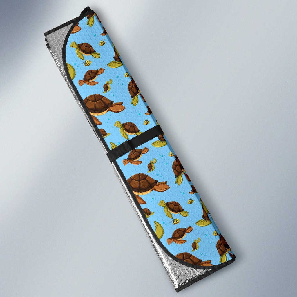 Hello Sea Turtle Print Pattern Car Sun Shade For Windshield